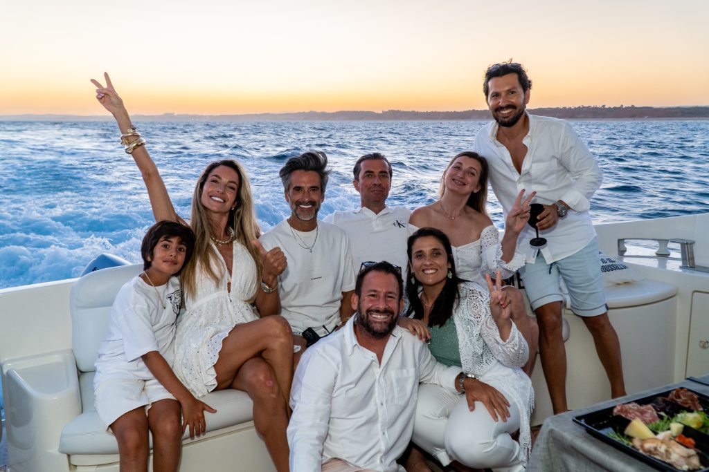 Family enjoying luxury yacht experience Algarve together