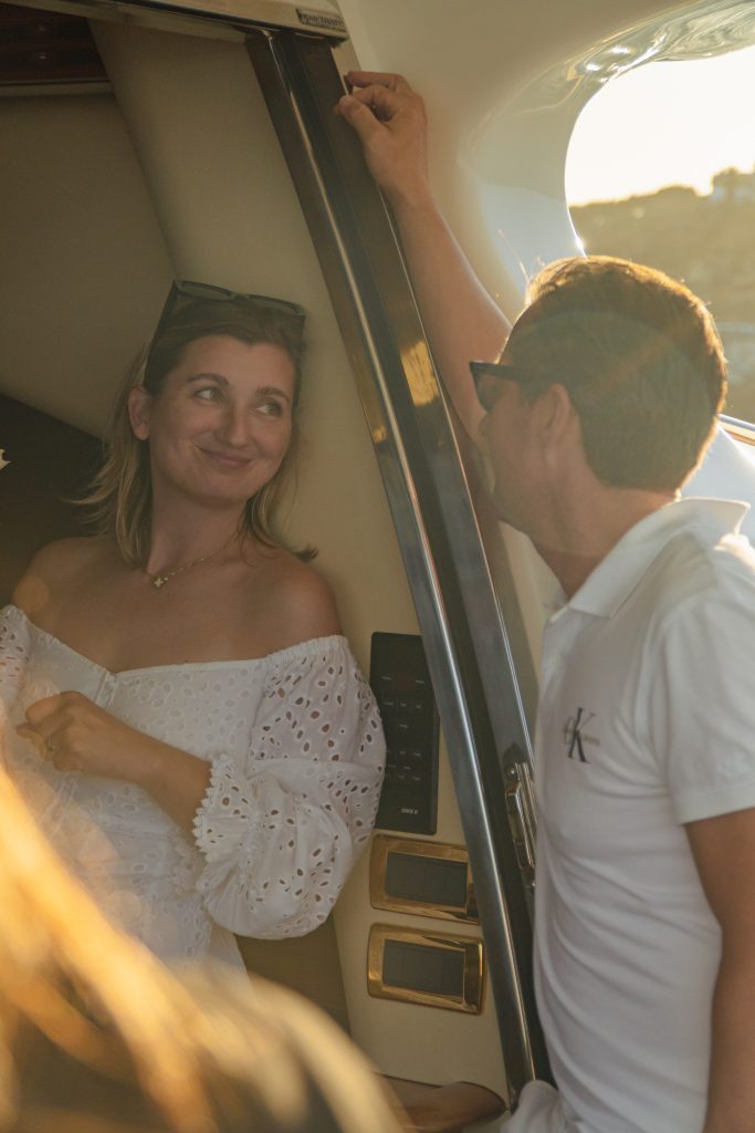 Romantic private moment inside a luxury yacht cabin in the Algarve